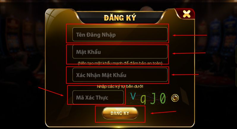 Điền thông tin vào biểu mẫu đăng ký Go88 hiển thị trên màn hình