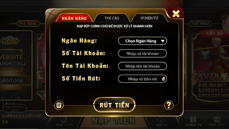 Điền chính xác thông tin vào biểu mẫu rút tiền Go88 theo yêu cầu
